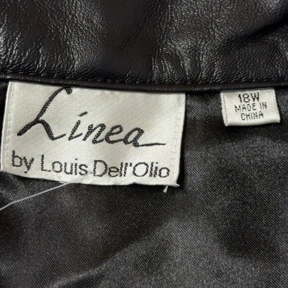 Linea by Louis Dell’Olio Soft Leather Moto Jacket Black Knit Back Sleeves 18W - Picture 15 of 16